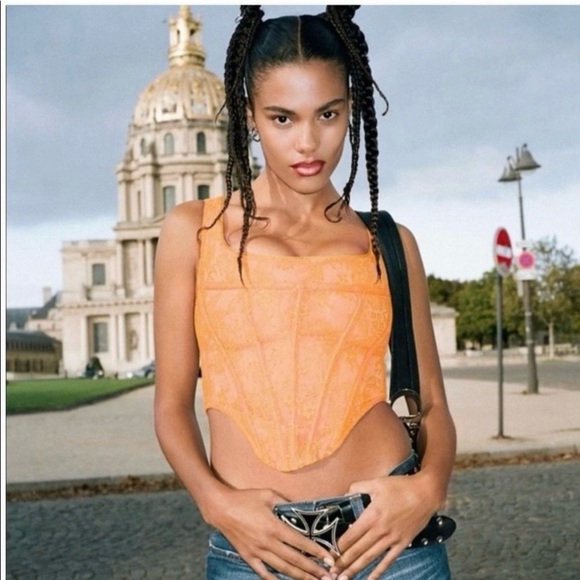 Miaou Campbell Corset Top in Tangerine. Orange Lace with zipper size Small EUC - Picture 7 of 16